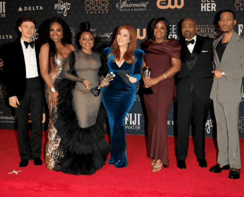 Abbott Elementary cast in the red carpet of the critics choice awards
