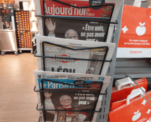 Image of Pope Leo XIV on newspaper covers