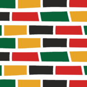 Labor acknowledgement Juneteenth image of red, green, yellow, and black bricks